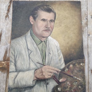 The painter from the 50s, Vintage oil painting