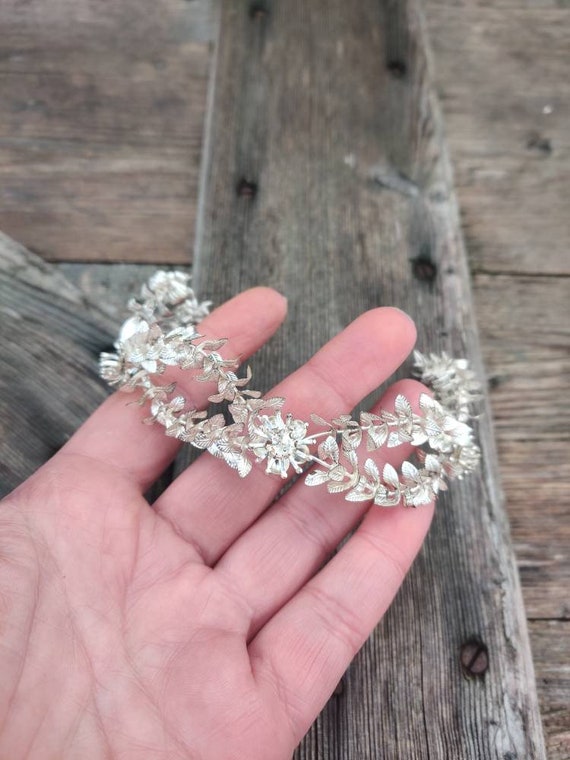German silver myrtle crown, myrtle Tiara, wedding… - image 1