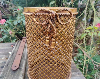 vintage li puma umbrella stand, paper waste basket, Hollywood regency, Italian tole wäre, metal