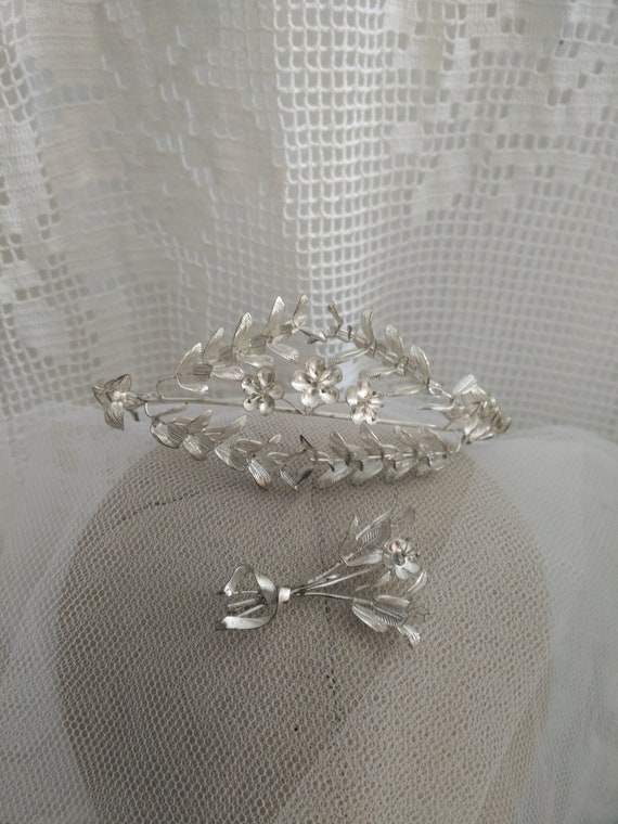 German silver myrtle crown, myrtle Tiara, wedding