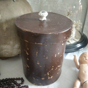 Pot d’apothicaire, boîte en carton avec bouton en porcelaine et grande patine pour shabby chic, décoration intérieure en brocante, Français chic, jdl, gustavian