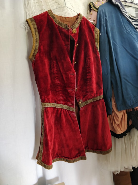 Antique dark red velvet vest, antique Theater cost