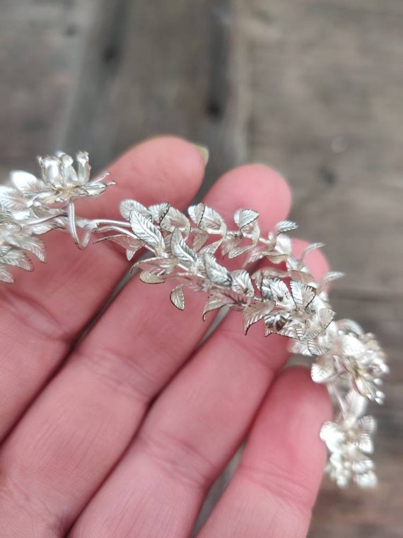 German silver myrtle crown, myrtle Tiara, wedding… - image 7