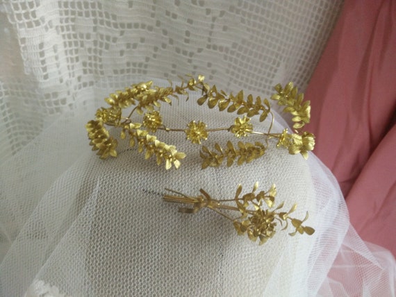 Old golden myrtle wedding Tiara, vintage german my
