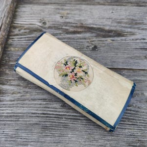 Estuche para guardar agujas de estilo eduardiano, bordado, antiguo, estilo shabby chic y brokante