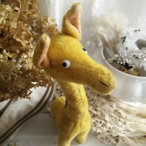 Jirafa antigua, peluche de mohair, animal de colección muy antiguo, ojos de cristal, juguete infantil vintage, desgastado