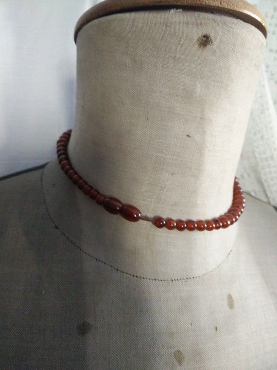 Short Brown faux amber bakelite necklace, art dec… - image 2
