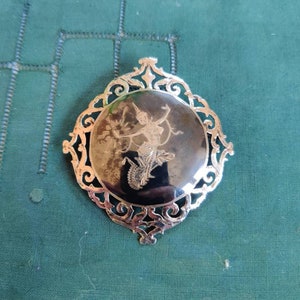 Vintage zilveren Siam tempel danser broche, Thailand