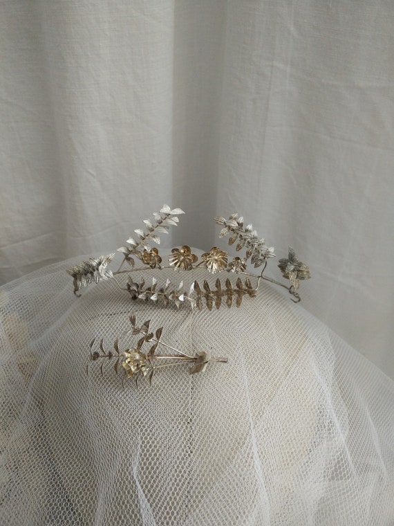 800 silver german myrtle Tiara, wedding Tiara, bou