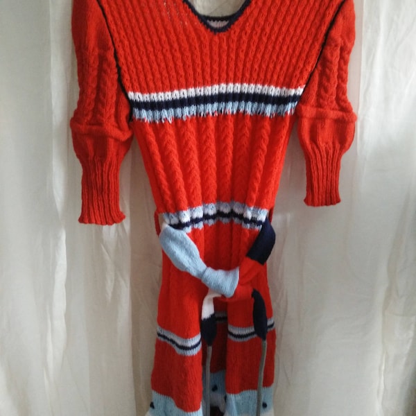 Crazy vintage handknitted dress, knitting, knitter, collorfull acrylic wool