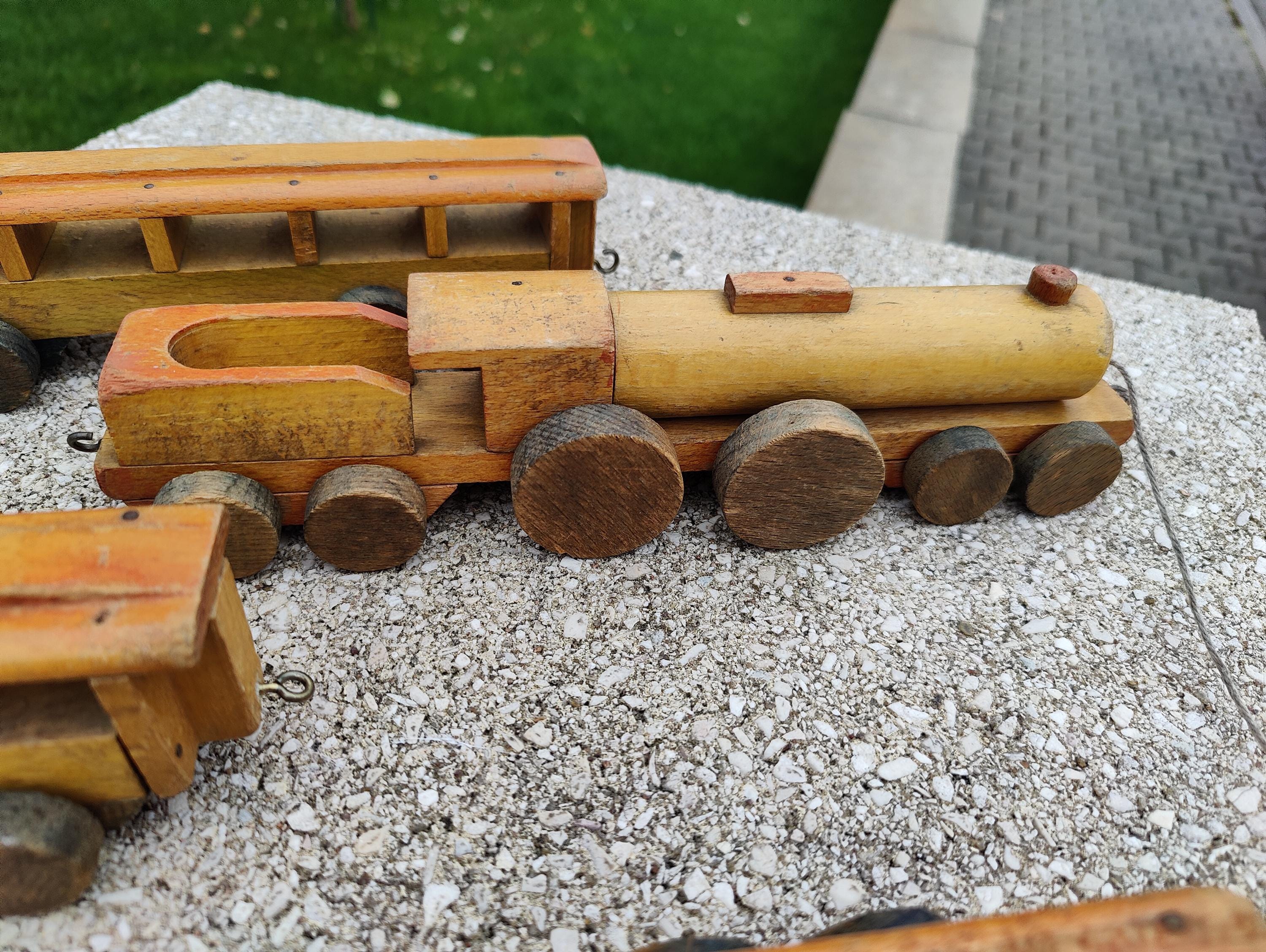 Rustic Toy Long Rustic Old Wooden Toy Train- Man Cave Decor, Well Played, Great ...