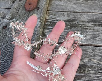 Corona de mirto de plata alemana, tiara de mirto, aniversario de bodas, tiara de novia, tiara de boda vintage,