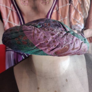 Antique Oriental Theater hat, Turban, ca 1900s , Boudoir decor, red and blue