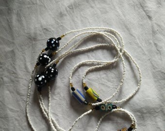 Long necklace with africana tradebeads. Trade beads , vintage venetian beads, glass beads, beaded, eyebeads, seedbeads, millifiory,