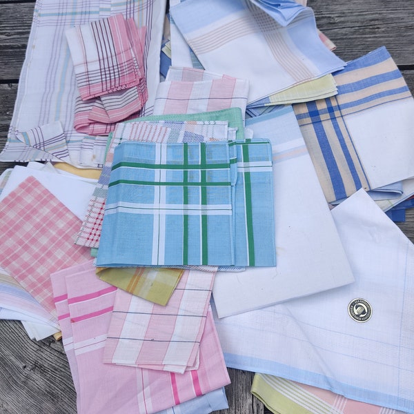 Viele 55 Hankies, hanky Vintage gewebt gewebt Taschentücher, Patchwork, Handwerk, 60er Jahre, 70er Jahre, Gdr, sowjetischen ERA, hanky