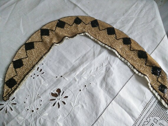 Art deco beaded collar, original 1920-40 tambour b
