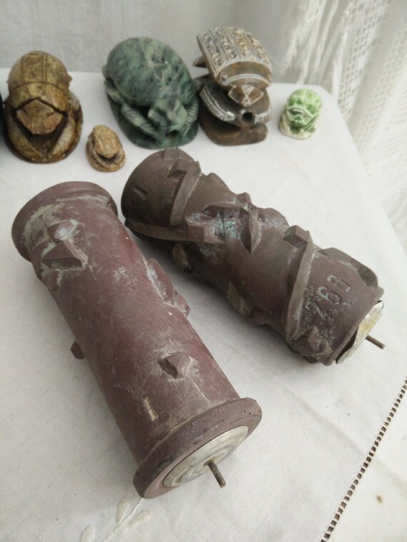 2 old late art deco printing rolls, malerwalzen, wall painting rubber rolls, original ca 1940, shabby chic, brocante, painters tools