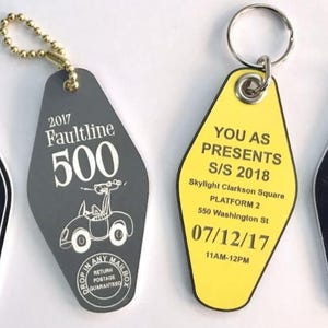 Quantity of 6 - 2Sided - Motel Laser Engraved Acrylic Key Tags
