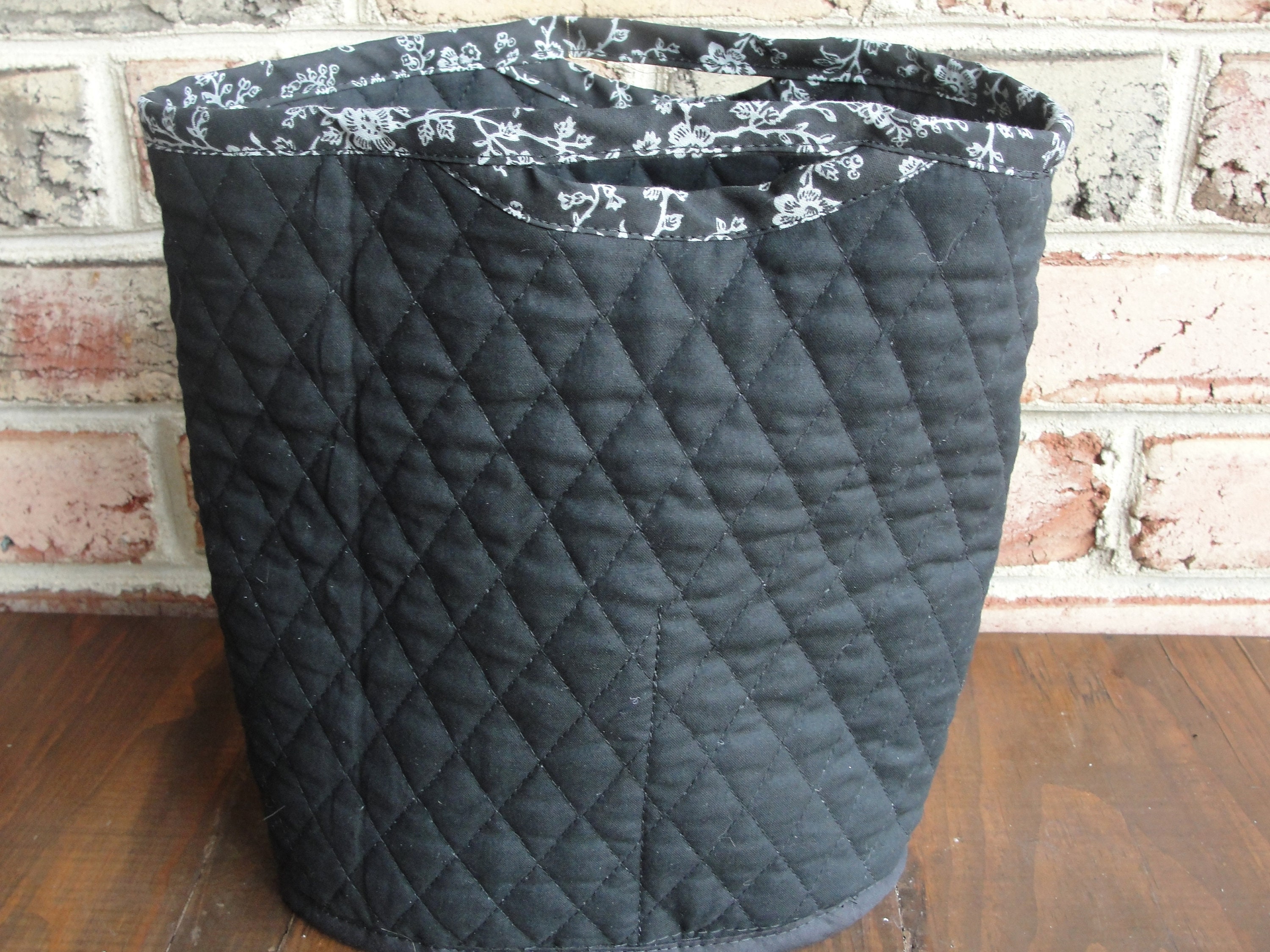 Large Black Quilted Bucket Bag/Tote Liner Etsy