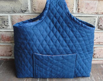 Reversible Box Tote,Shoe Bag, Computer bag, knitting bag