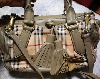 Burberry Canvas Nova Check Brown Leather Trim Shoulder Bag Top Handle Bag Very Good Vintage Condition Etsy Ireland