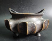 BestOffer-Rare Old Chinese Bronze Incense Burner Pumkin Censer quot XuanDe quot Mark