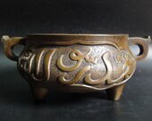 BestOffer-Fine Chinese Antique Bronze Incense Burner Handles Censer quot XuanDe quot Marks