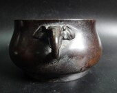 BestOffer-Antique Chinese Bronze Elephant Heads Censer Incense Burner quot XuanDe quot Mark