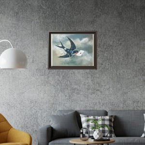 Lienzo con pájaros enmarcados: decoración natural de inspiración vintage, arte mural romántico, regalo de aniversario, un toque original para el hogar de los amantes de las aves.
