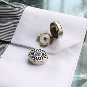 Navy Blue Stones Button Cover Cufflinks, Handmade Cuff Links, Unique Design Men&#39;s Jewelry, Gifts For Him, Wedding Accessory Groomsmann