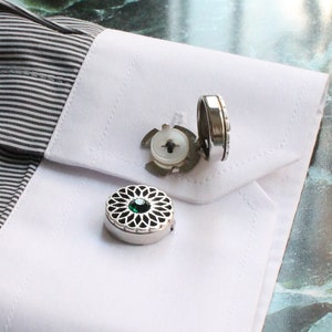 Green Stones Button Cover Cufflinks, Handmade Cuff Links, Unique Design Men's Jewelry, Gifts For Him, Wedding Accessory Groomsmann