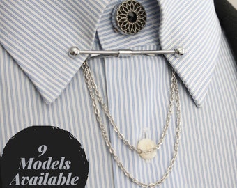 Silver Color Collar Pin, Collar Bar, Shirt Collar Clips, Men&#39;s Collar Tie Bar, Shirt Men&#39;s Accessories, Man Wedding Accessory, Gifts for Men