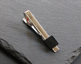 Onyx Natural Stone Tie Clip, Handmade Tie Bar, Tie Clip Men, Wedding Tie Pin, Gift For Him, Men's Accessory, Father Dad Man Gift