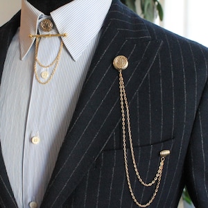 Mens lapel 2025 pin with chain