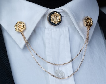 Broche de cadena de oro hecho a mano con letra personalizada