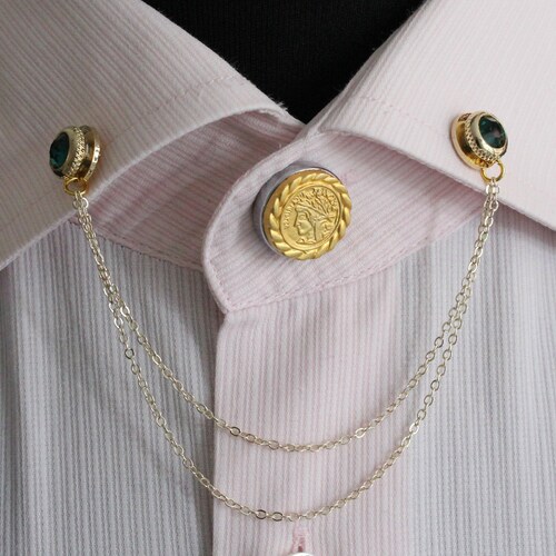 Handmade Shirt Collar Chain Brooch Set Jacket Lapel Pin - Etsy