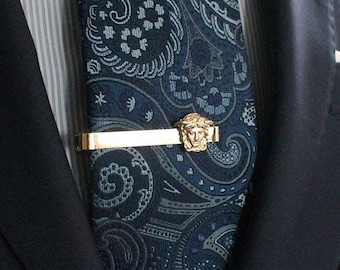 Gold Medusa Tie Clip, Handmade Tie Bar, Tie Clip Men, Wedding Tie Pin, Men's Accessory, Father Dad Man Gift