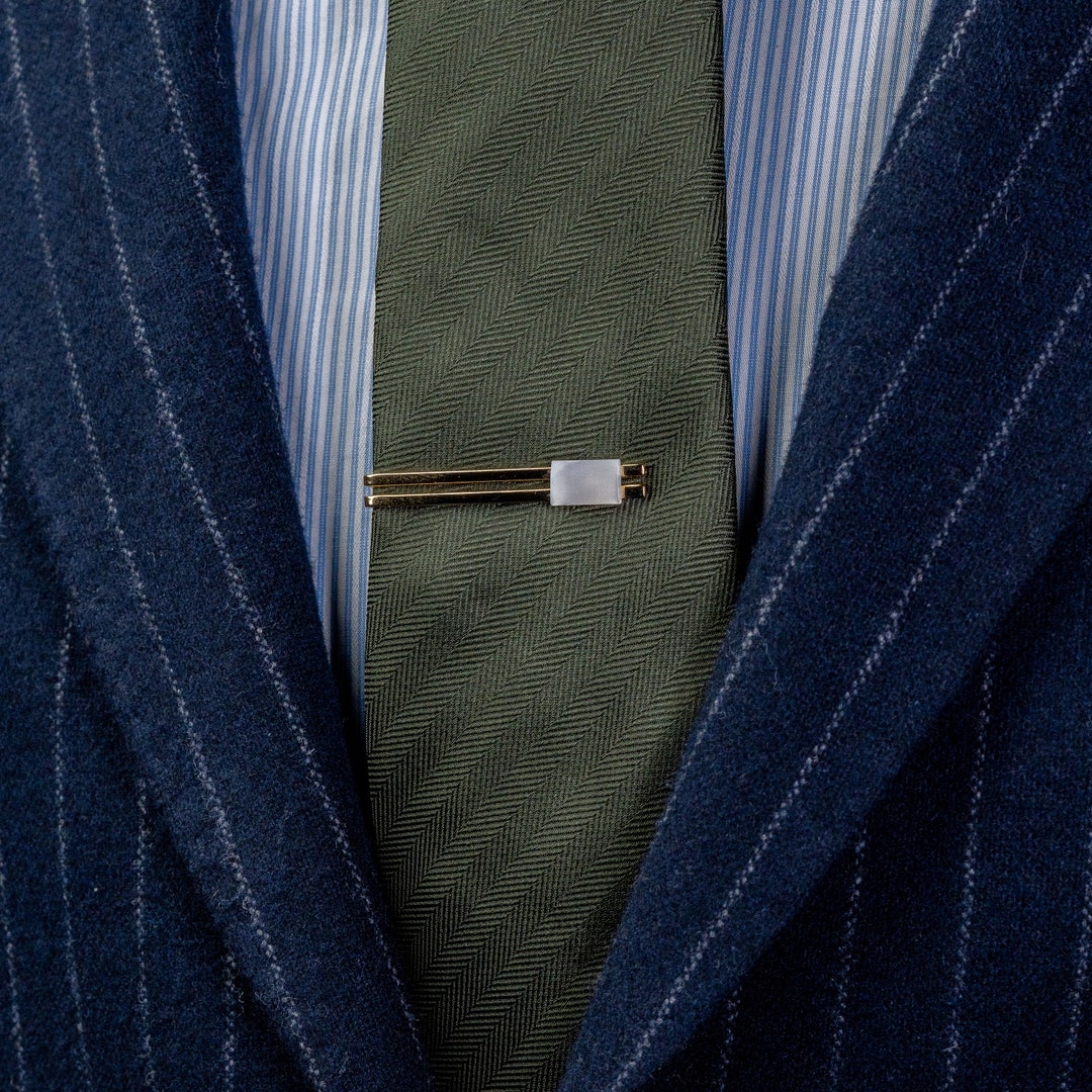 Parelmoer Heren Tie Clip - Messing Stropdas Pin Met Cadeaudoos - 1,77 Inch