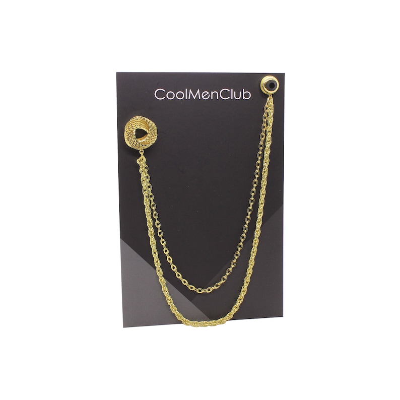 Conjunto de broche de cadena de cuello de camisa de color dorado, pasador de solapa de chaqueta, pasador de cadena de camisa, broche de solapa, regalo para él, joyería de regalos para hombres Style 2