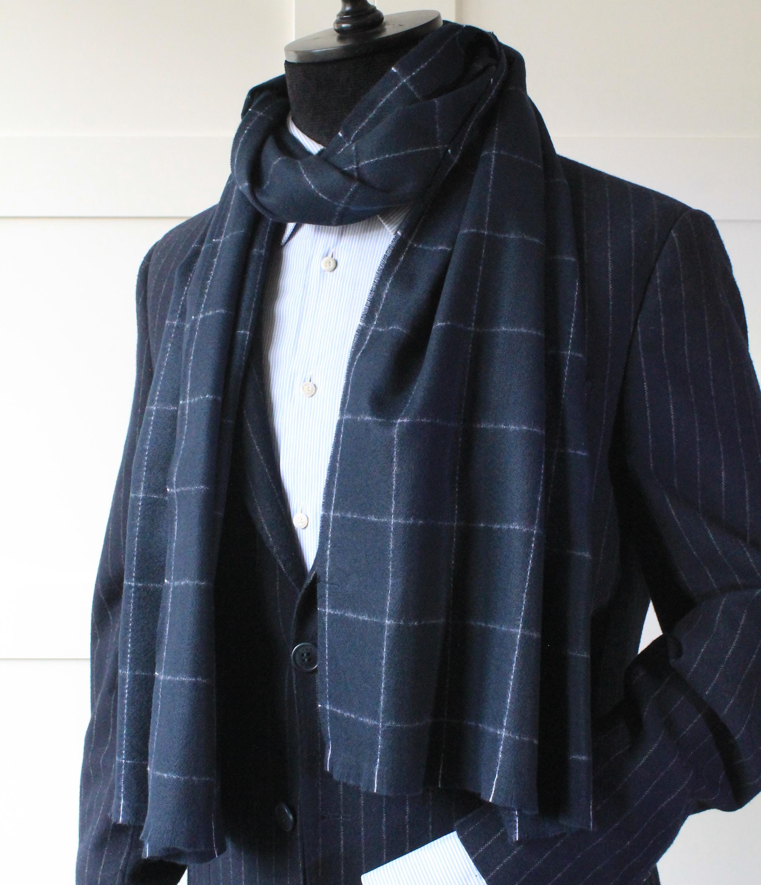 Handmade Blue Scarf, Soft Fabric Men Patterned Scarves, Winter Scarfs, Gift For Him, Gift For Her, Christmas Gift Man Dad Husband