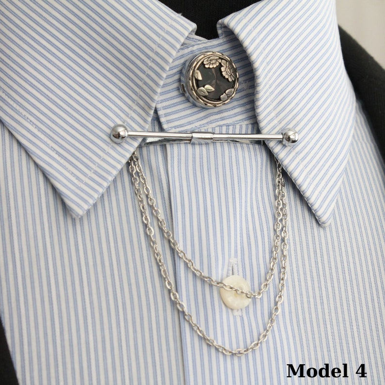 Ensemble d'épingles de col de couleur argent, barre de col, pinces de col de chemise, barre de cravate de col pour hommes, accessoires de chemise homme garçons d'honneur de mariage, cadeaux pour hommes Model 4