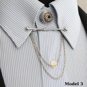 Ensemble d'épingles de col de couleur argent, barre de col, pinces de col de chemise, barre de cravate de col pour hommes, accessoires de chemise homme garçons d'honneur de mariage, cadeaux pour hommes Model 3