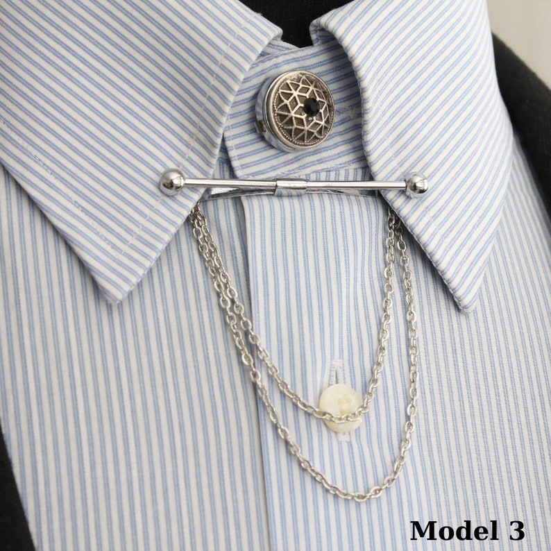 Silver Color Collar Pin Set Collar Bar Shirt Collar Clips - Etsy