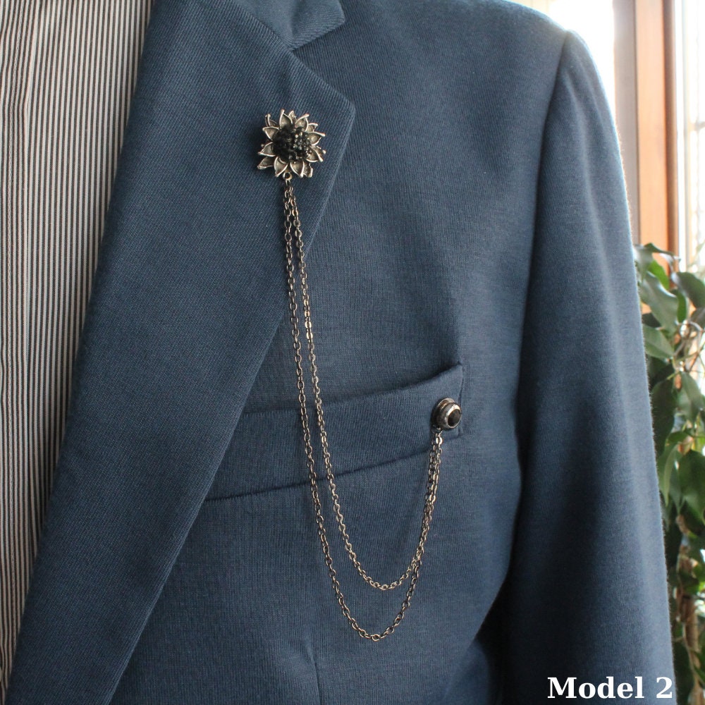 Flower Figured Handmade Jacket Lapel Brooch Lapel Pins With Stone