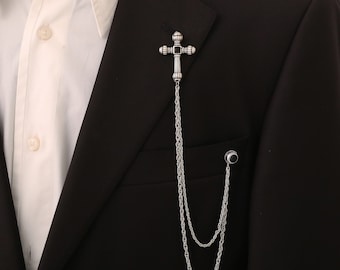 Broche Ou Pendentif Croix Vintage En Métal Argenté Texturé - Repeint Multicolore, Occasion Unique