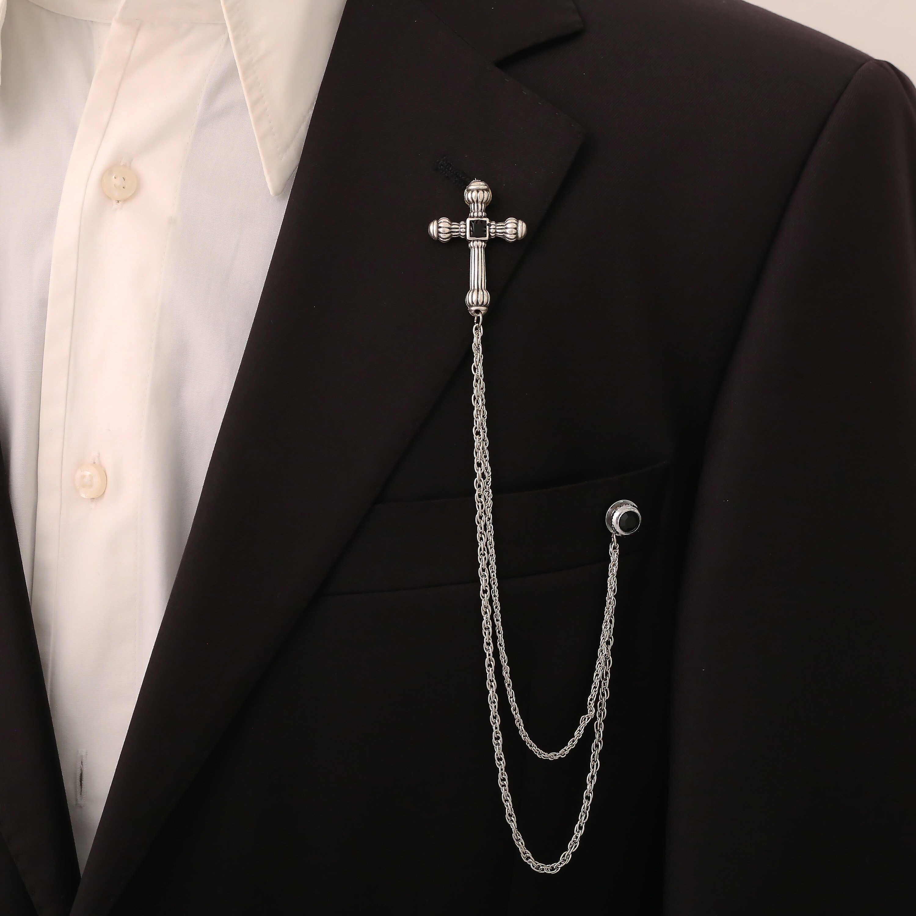 Épinglette Chaîne Homme - Broche Costume Marié Cérémonie - Décoration élégante Revers Veste