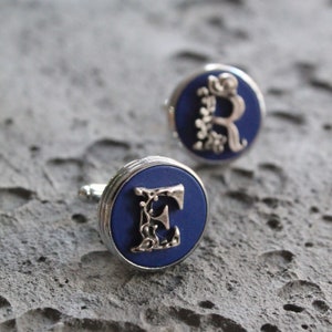 Gemelos personalizados hechos a mano, gemelos con inicial de letra, joyería de diseño único para hombre, regalos para él, regalo para padrinos de boda y papá.