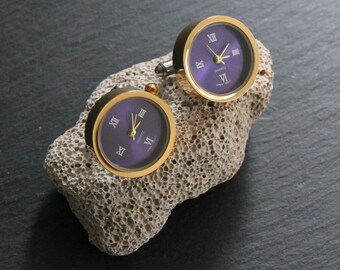 Watch Clock Cufflink in Gold Color, Mechanism Movable Cuff Links, Groomsmen Gifts, Gift For Men Him Dad, Elegant Gift, Wedding Cufflinks