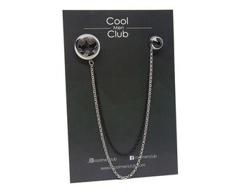 Handmade Plated Metal Chain Lapel Pin: Men's Suit Brooch