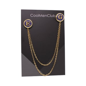Broche de cadena para chaqueta personalizado, prendedor de solapa hecho a mano con letra personalizada, regalo para hombre o esposo, accesorio de joyería para boda o padrino de boda.